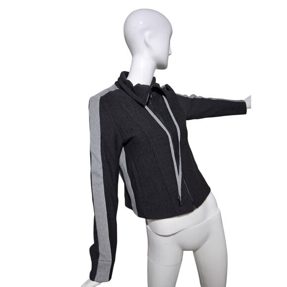 Lysse Quiet Luxury Women's Size XS Ribbed Collard Preppy Activewear Zip Jacket - Picture 5 of 11
